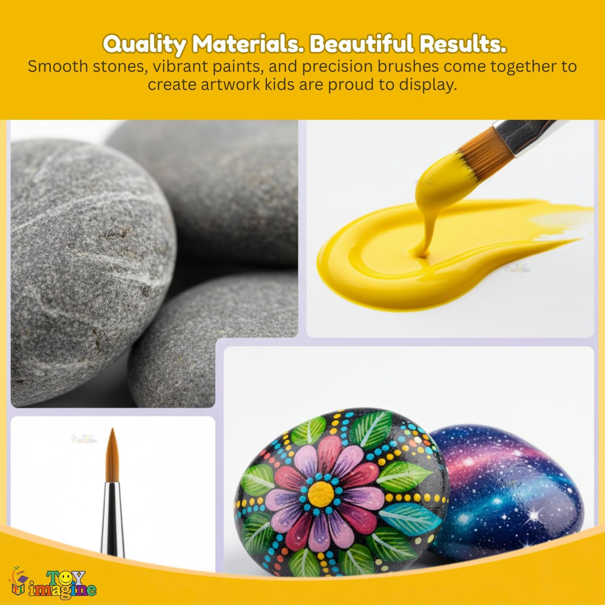 Toy Imagine Rock Painting Kit for Kids 6-12, DIY Stone Art & Craft Set