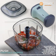 E-COSMOS Food Chopper Manual Hand Press Push Chopper with 4 Blades for Effortless Chopping Vegetables & Fruits (