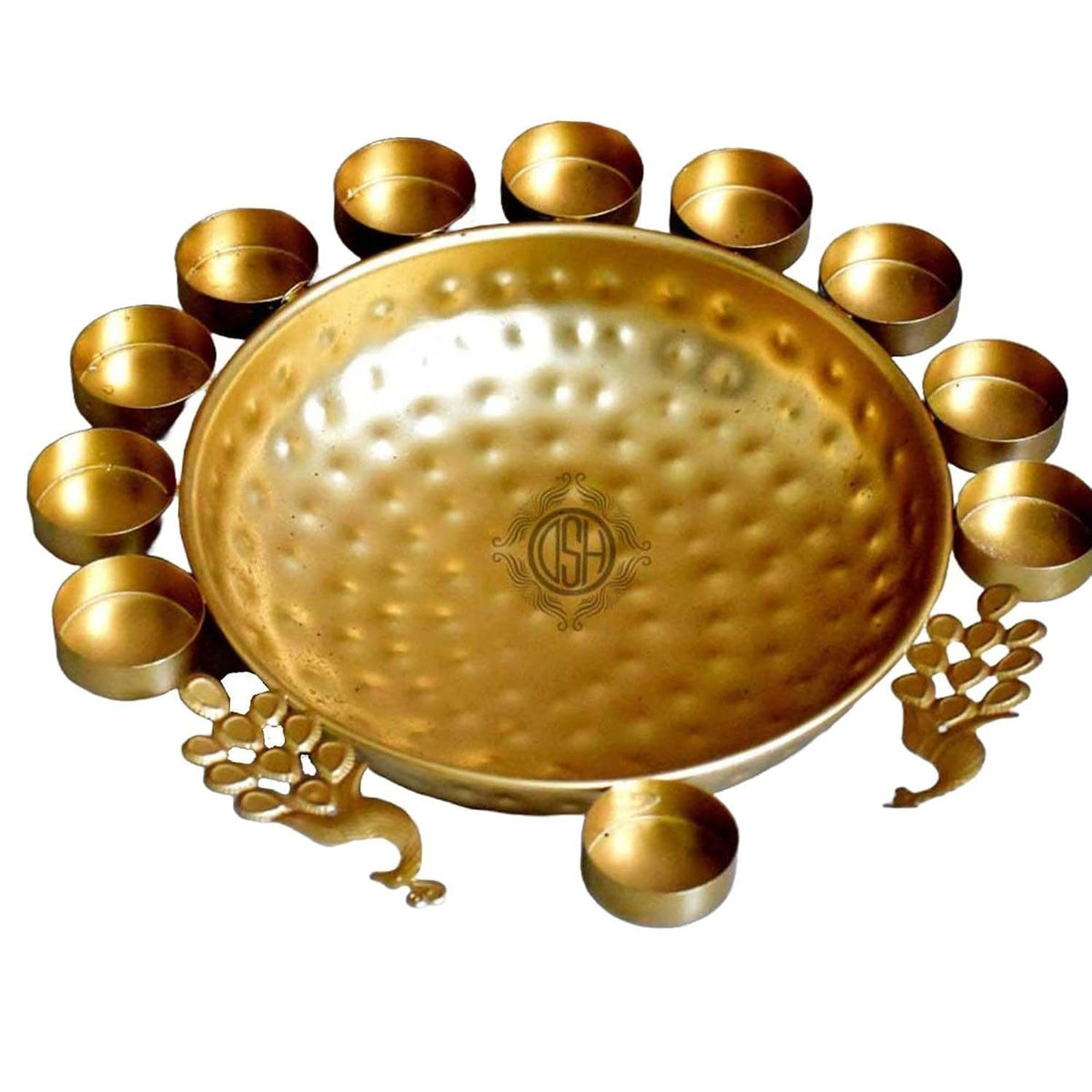 DSH Urli Bowl Handcrafted Bowl for Flowers and T- Light Candles Table Decor Diwali Home Decor Decoration. (Peacock Urli).