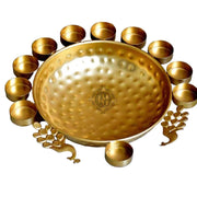 DSH Urli Bowl Handcrafted Bowl for Flowers and T- Light Candles Table Decor Diwali Home Decor Decoration. (Peacock Urli).