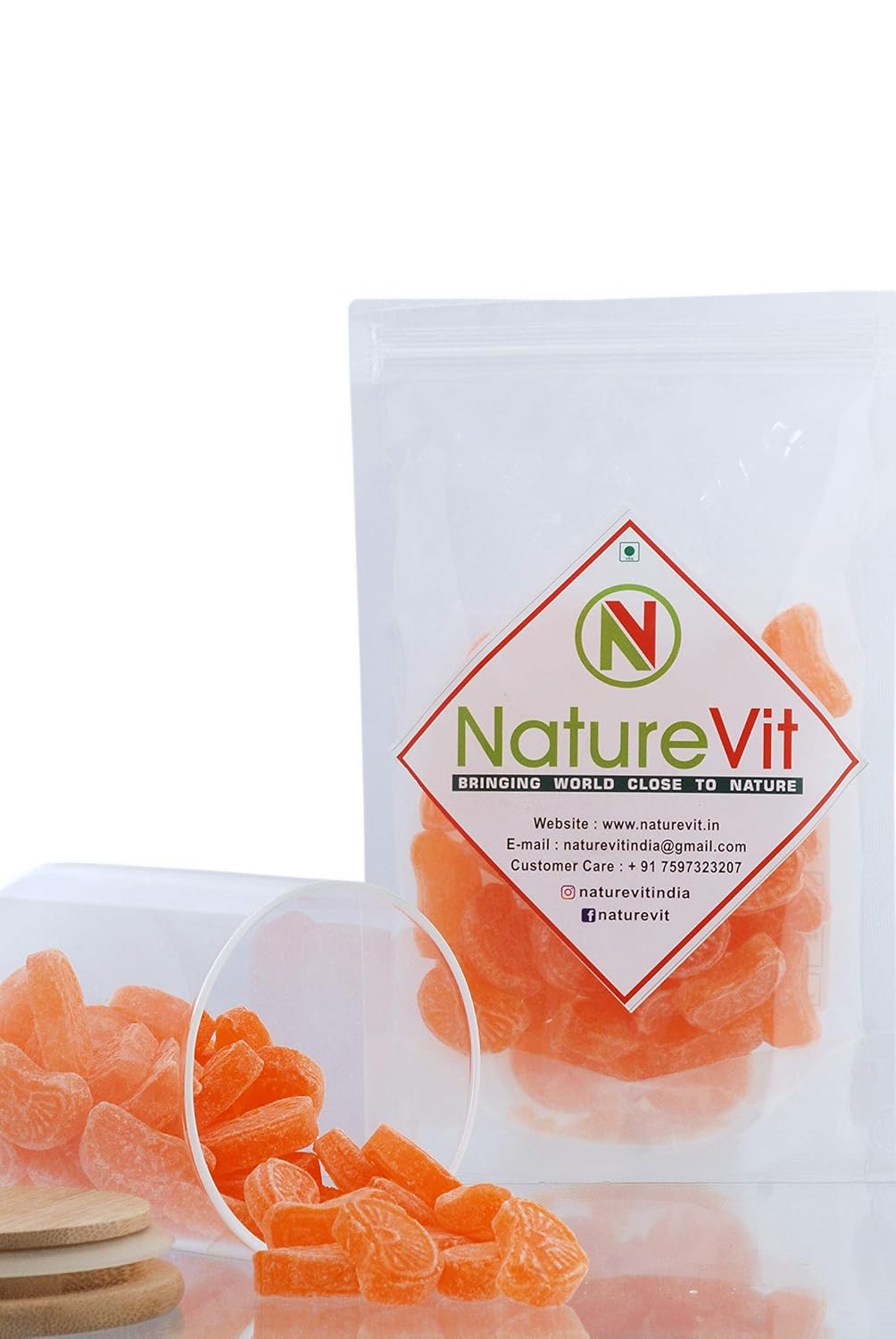 NatureVit Orange Candy 1 Kg | Khatti Mithi Narangi Goli | Tangy & Sweet Flavoured Candy for Mouth Freshening & Cravings