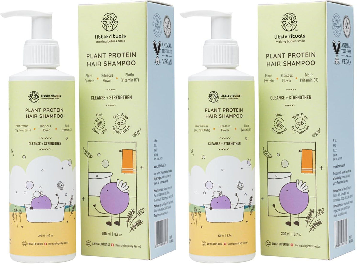 Little Rituals Plant Protein Hair Tear Free Baby Shampoo | Biotin | Chlorine & Hard Water Protection | Urban Dust & Pollution Defense | Natural Shine & Strong Hair for Babies & Kids | Natural & Plant Based | MADE SAFE | pH Balanced | 200ml