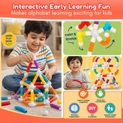 Toy Imagine Flexible Magnetic Telescopic Sticks Building Blocks for Kids 26 PCS | Magnetic Sticks & Suction Tubes DIY Educational STEM Toy | Building Construction Brain Game Gift for Kids 3+ Years
