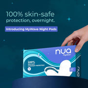 Nua MyWave Night XXL Sanitary Pads for Women | Heavy Flow Period Pads | Super Soft, Rash-Free, Leak-Proof | Super Absorbent | Pack of 28 | Individually Wrapped | 320 mm