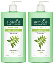 Biotique Fresh Neem Anti Dandruff Shampoo and Conditioner | Controls Dandruff | Eliminates Dryness, Flaking, and Itching | Hair Looks Fresh and Lustrous |Suitable for All Skin Types | 650ml