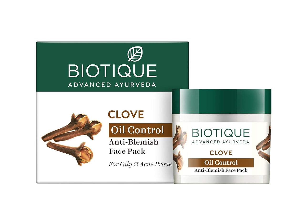 Biotique Clove Purifying Anti-Blemish Face Pack | Natural Deep Cleansing Face Mask for Acne & Pimples | Reduces Blemishes, Excess Oil & Skin Impurities| Detoxifies, Purifies & Revitalizes Skin | 75g