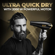 Beardo Studio Professional Hair Dryer with Hair Brush | High Power Fast Drying & Volumizing Brush for Frizz-Free Salon Style Finish | Multiple Heat Settings | Professional Grooming Tool for Men | Set of 2