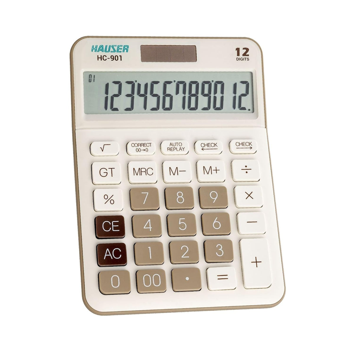 Hauser HC-901 Professional 12-Digit Calculator with Check/Correct & Dual Power