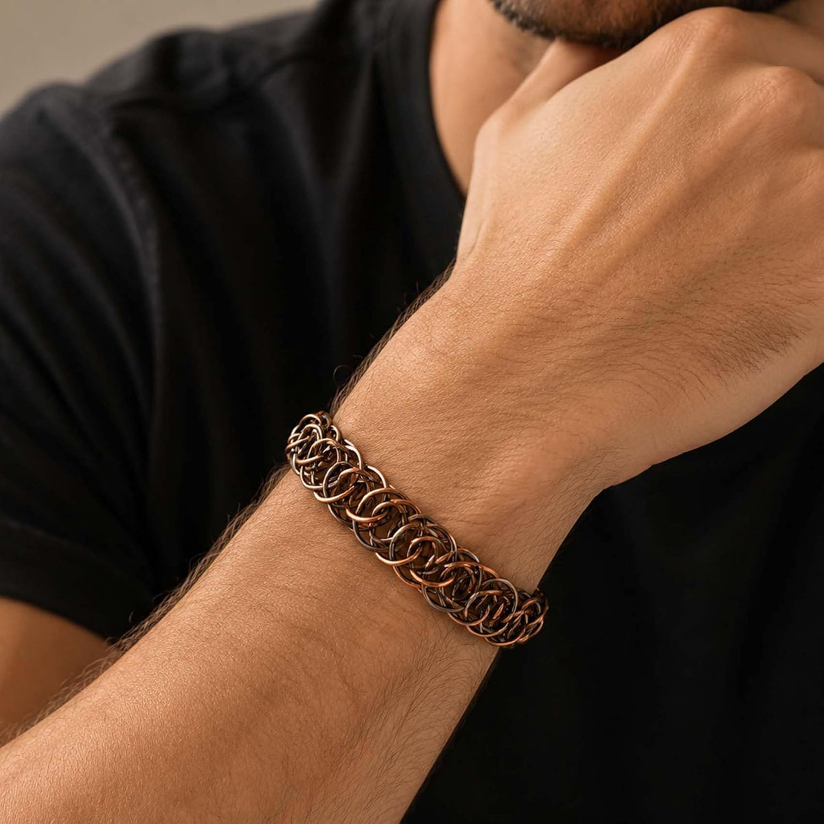 SHINDE EXPORTS Pure Copper Link Chain Bracelet Unisex S Hook 8.5 Inch