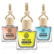 The Old Natural Car Freshener with Essential Oils Fragrance in Glass Bottle with Wooden Diffuser Lid | Mystic Berry, Moods and Sandal Twig Car Freshener Combo Pack (10 * 3ml)
