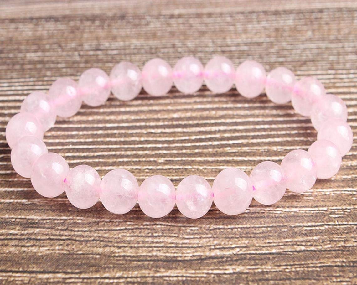 ASTRODIDI Rose Quartz Crystal Healing Love Stone Bracelet | Original Rose Quartz Love Attraction Handmade Stretchable 8 mm Beads Gemstone Bracelet