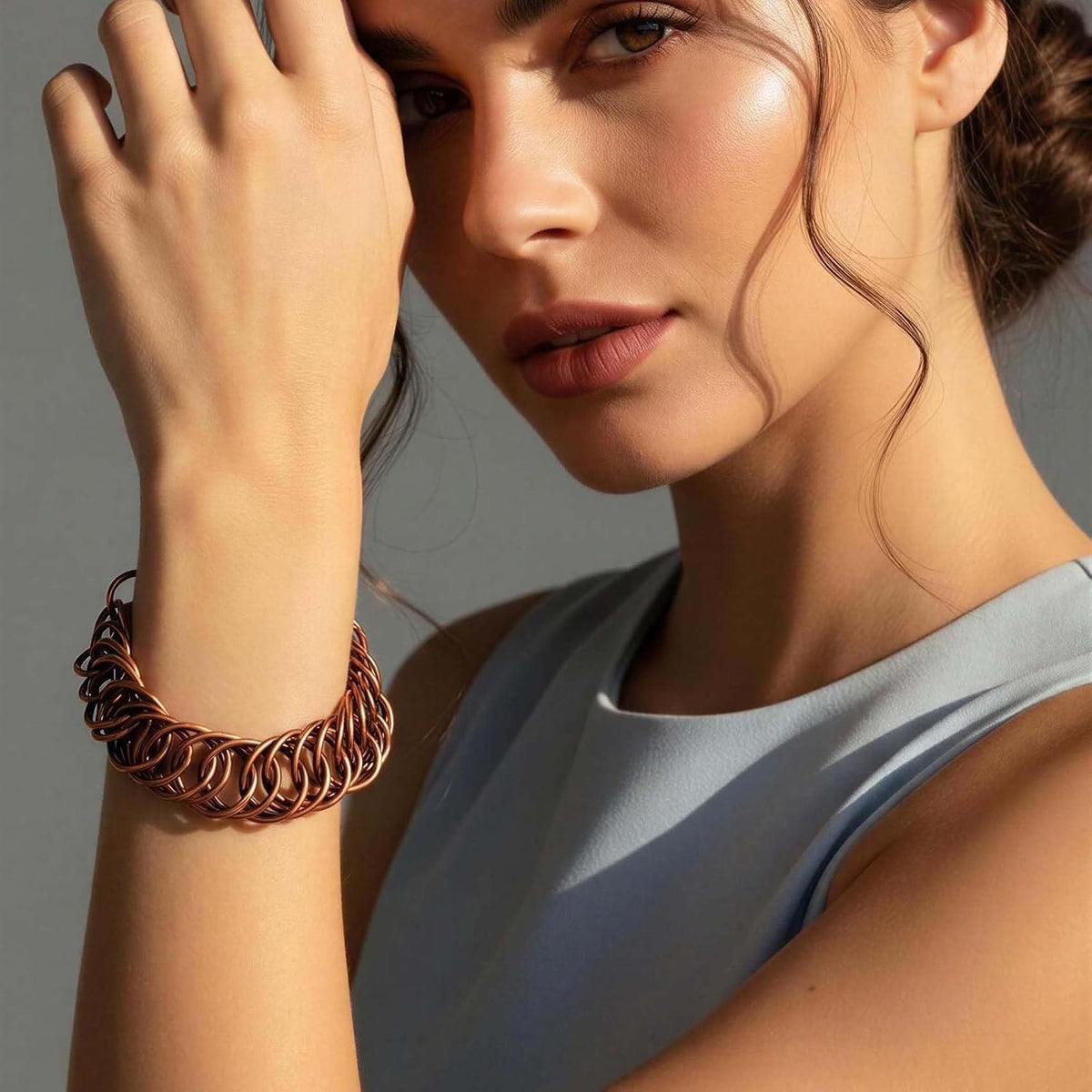 SHINDE EXPORTS Pure Copper Link Chain Bracelet Unisex S Hook 8.5 Inch