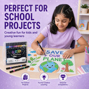 Toy Imagine 48-Colour Glitter Marker Pens, Dual-Tip Brush & Fine Tip