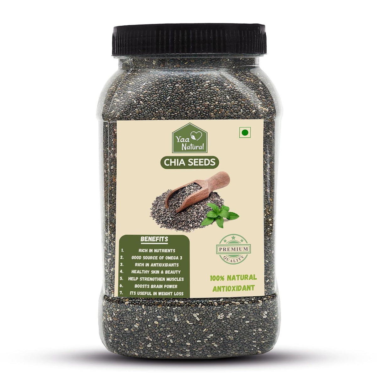 Yaa Natural Raw Chai seed Rich Omega-3, Protein in Calcium & Fiber,and Antioxidant & Weight Management 100% Natural Quality (