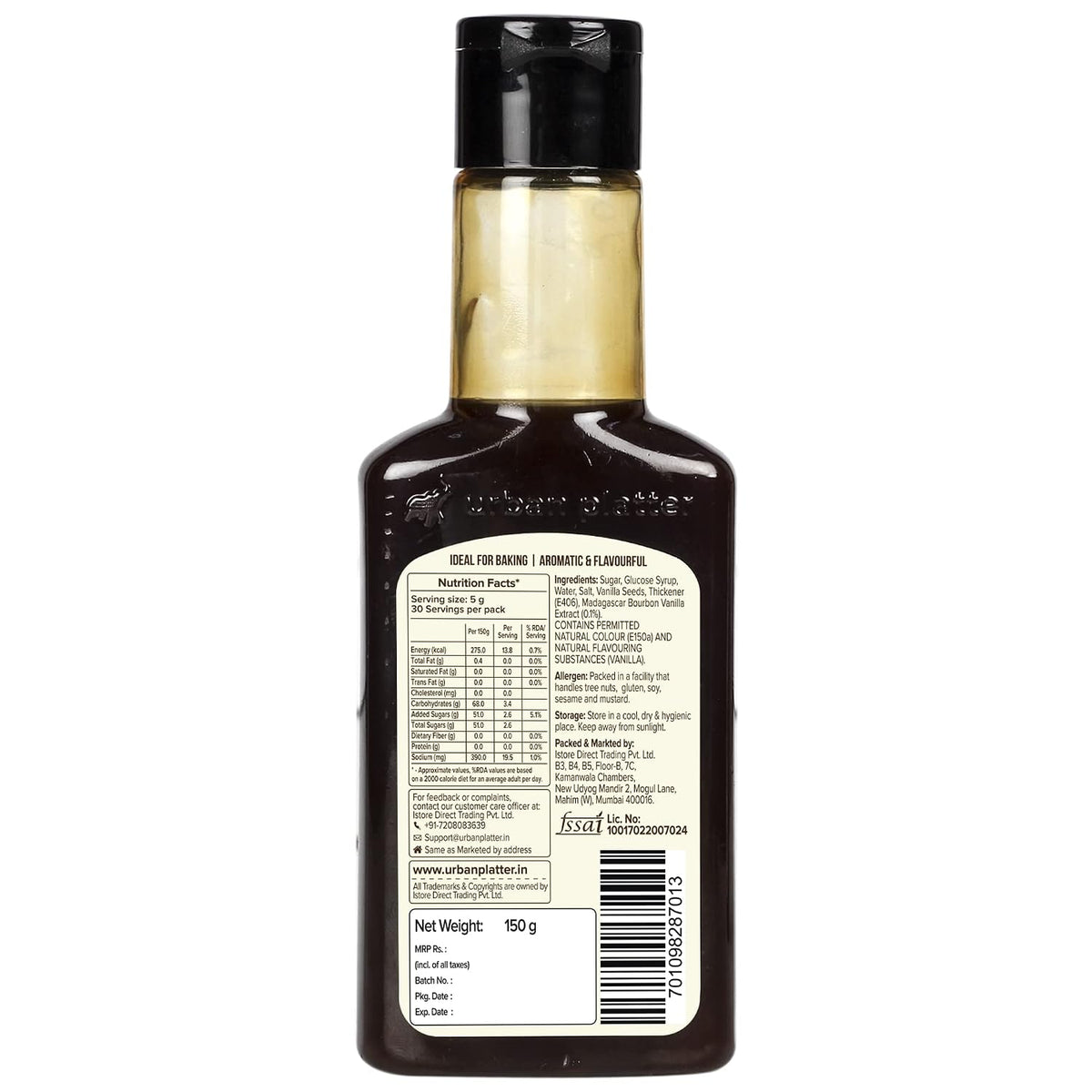 Urban Platter Pure Madagascar Bourbon Vanilla Extract, 150g (Alcohol-Free Natural Vanilla for Baking, Desserts, Milkshakes & Ice Cream)