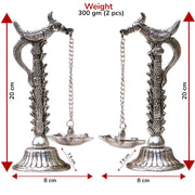 KridayKraft Parrot Design Metal Hanging with Chain Diya Pair of Parrot Design