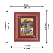 DIVINITI 24K Gold Plated Lord Shiva, Maa Parvati, Shri Ganesha Ji and Lord Kartikeya Photo Frame | Religious Gift & Spiritual Decor | MDF Gold Foil Frame for Temple, Wall & Gift | 16 x 13.5 CM
