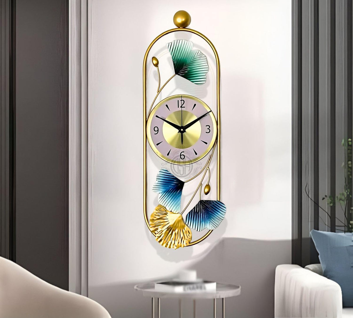 DSH Metal Hanging Handmade Wall Clock Multicolor Ticking Sound (26 X 10 Inch) for Bedroom Drawing Room Hall Dining Room Metal Wall Hanging (Clock Oval)