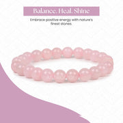 Astrodidi Natural Certified Rose Quartz Stone Bracelet for Emotional Healing, Self-Love and Promoting Harmony in Relationships by Resonating with the Heart Chakra | Reiki Feng-Shui Crystal Gemstone Bracelet for Men and Women
