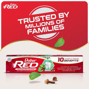 Dabur Red 600g (150g x 4, Pack of 4) Toothpaste - India's No.1 Ayurvedic Paste, Provides Protection Plaque Removal, Toothache, Yellow Teeth, Bad Breath