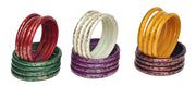 NMII Glass and Silk Thread Zircon Gemstone Bangle Set For Women/Girls