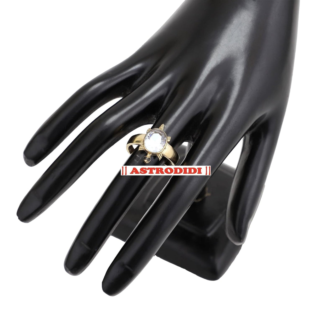 ASTRODIDI White Zircon Stone Tortoise Ring | Adjustable Brass Kachua Turtle Meru Fashion Ring For Men Women Boys and Girls