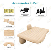 Toy Imagine Inflatable Car Mattress with Pump & 2 Pillows for Travel, Beige