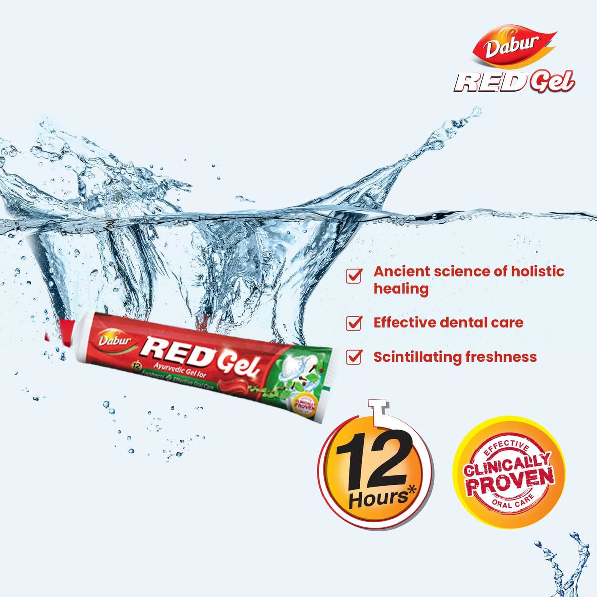 Dabur Red Gel Ayurvedic Toothpaste - 600g (150g x 4) | Reduction in Bad Breath, Plaque & Gingivitis | Freshness with Protection | For Healthy Gums & Effective Dental Care