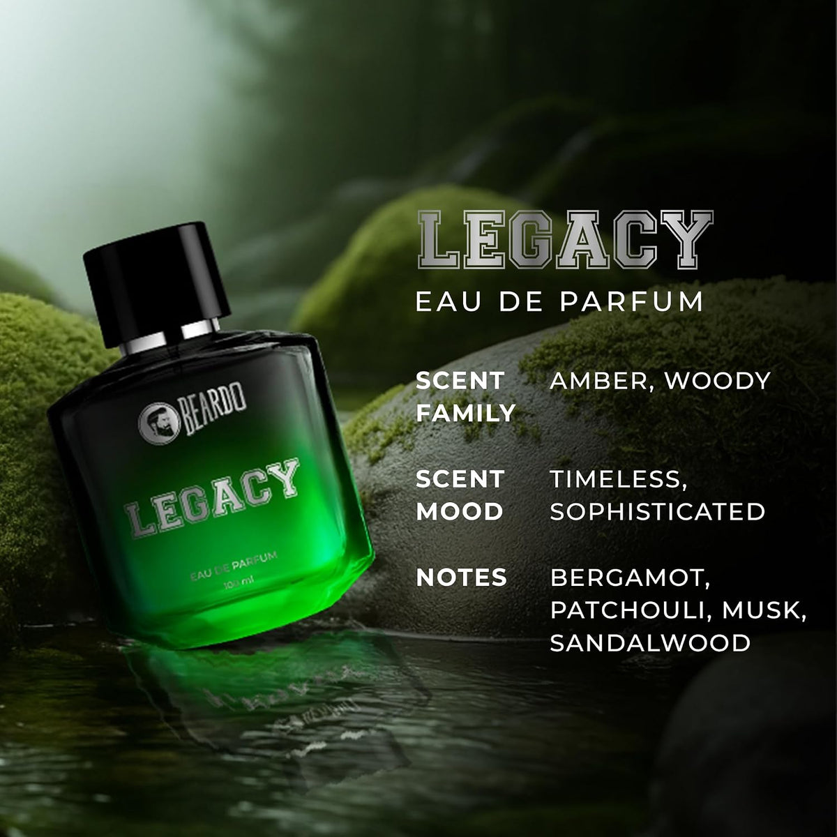 BEARDO Legacy Perfume for Men, 100ml | Eau De Parfum | Long Lasting Fragrance for Men | Long Lasting Perfume for Men | Gift for boyfriend | Gift for Men