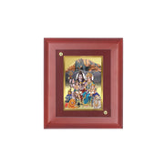 DIVINITI 24K Gold Plated Lord Shiva, Maa Parvati, Shri Ganesha Ji and Lord Kartikeya Photo Frame | Religious Gift & Spiritual Decor | MDF Gold Foil Frame for Temple, Wall & Gift | 16 x 13.5 CM