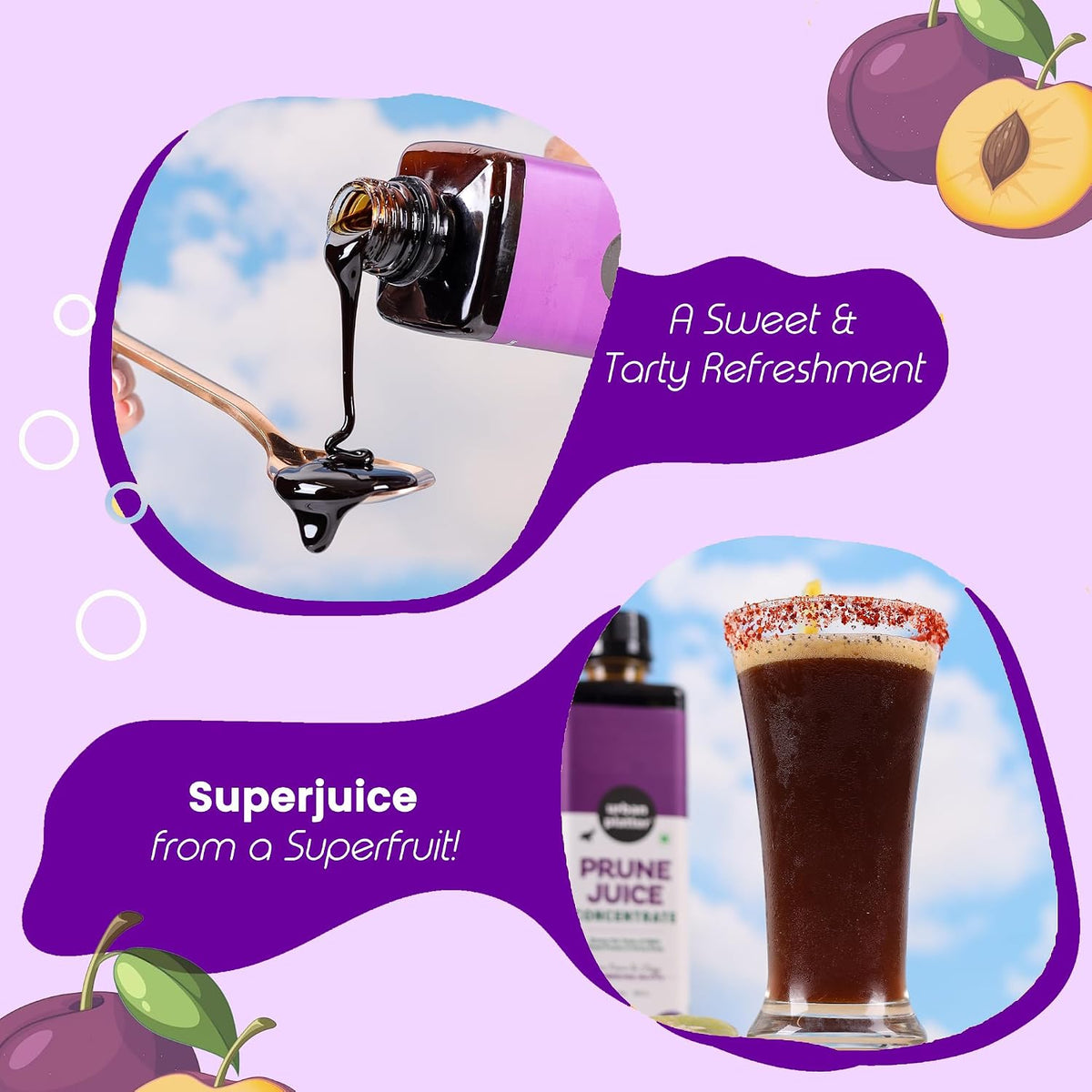 Urban Platter Prune Juice Concentrate, 500ml (Product of USA | Finest Prunes in Every Drop, High in Dietary Fiber)