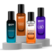 Beardo “Fuel the Mood” 4-in-1 Perfume Set- Whisky Smoke, LSD ,Whisky Smoke Firebomb & Mariner Perfume for Men (20ml x 4) | Long Lasting Fragrance | Long Lasting Perfume for Men | Gift for Men | Gift for Friend