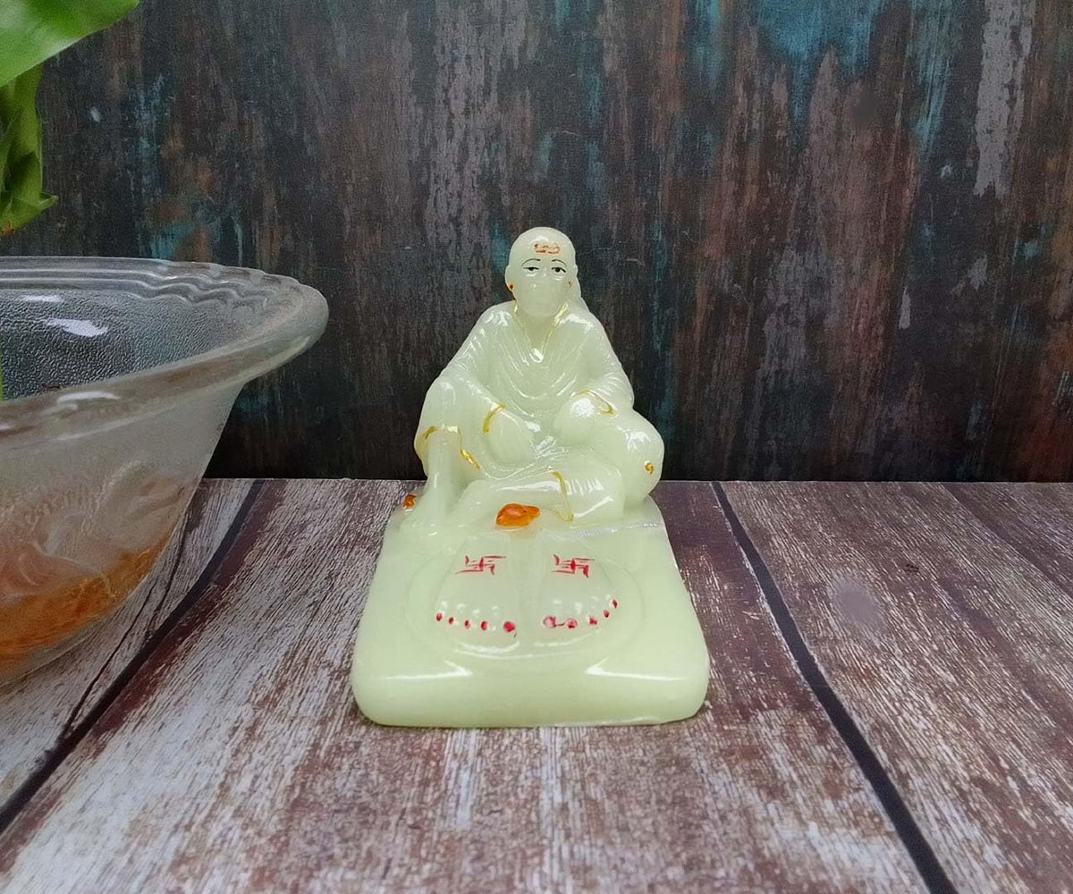 SHINDE EXPORTS shirdi saibaba Radium Marble Idol for car Dashboard Statue Home Murty Pooja Room