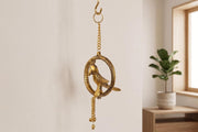 KridayKraft Decorative Metal Parrot Wall Hanging – Golden Ring Design with Bells, Traditional Home Decor Item for Living Room, Entrance & Gift.
