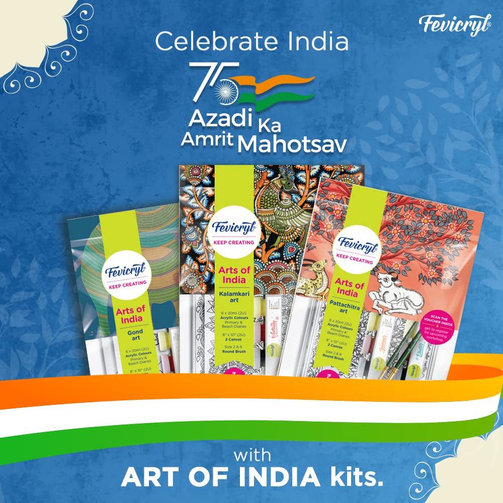 Fevicryl DIY Self Painting Art of India Kit & Pidilite Acrylic Colour, Yellow Chrome Acrylic Paint, 500 ml