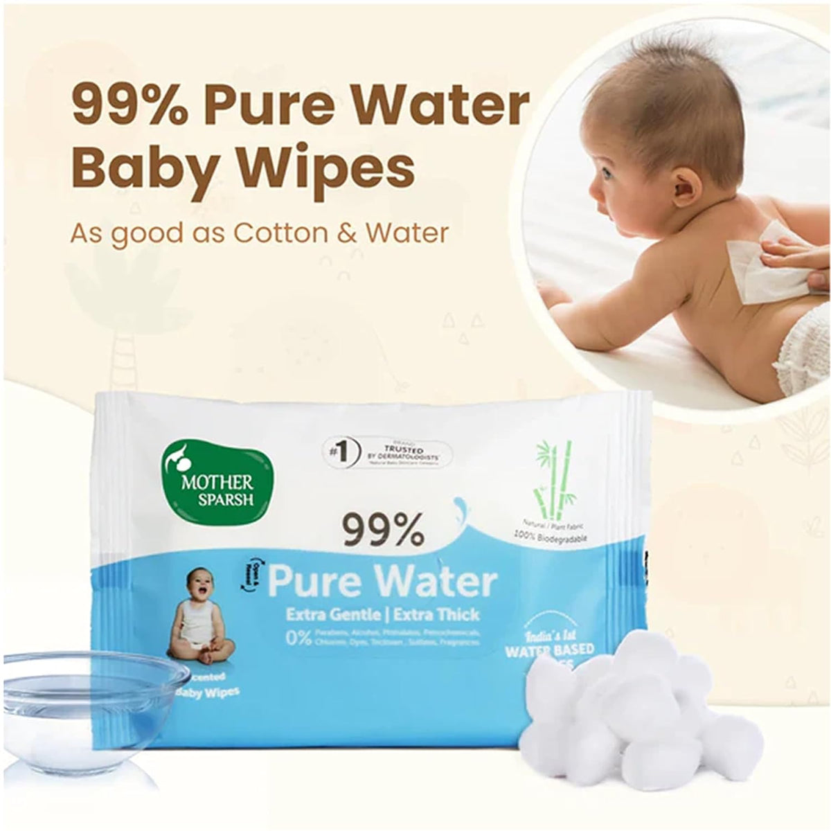 Mother Sparsh Gift Set For Babies | Combo Pack of 5 Baby Skin Care Essentials | Includes Baby Wipes, Baby Lotion, Baby Wash, Baby Bathing Bar & Baby Massage Oil