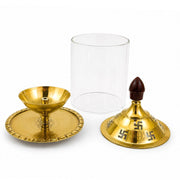 DSH Brass Akhand Diya Decorative Brass Glass Oil Lamp and Tea Light Holder for Diwali Pooja and Gift Item. (S)