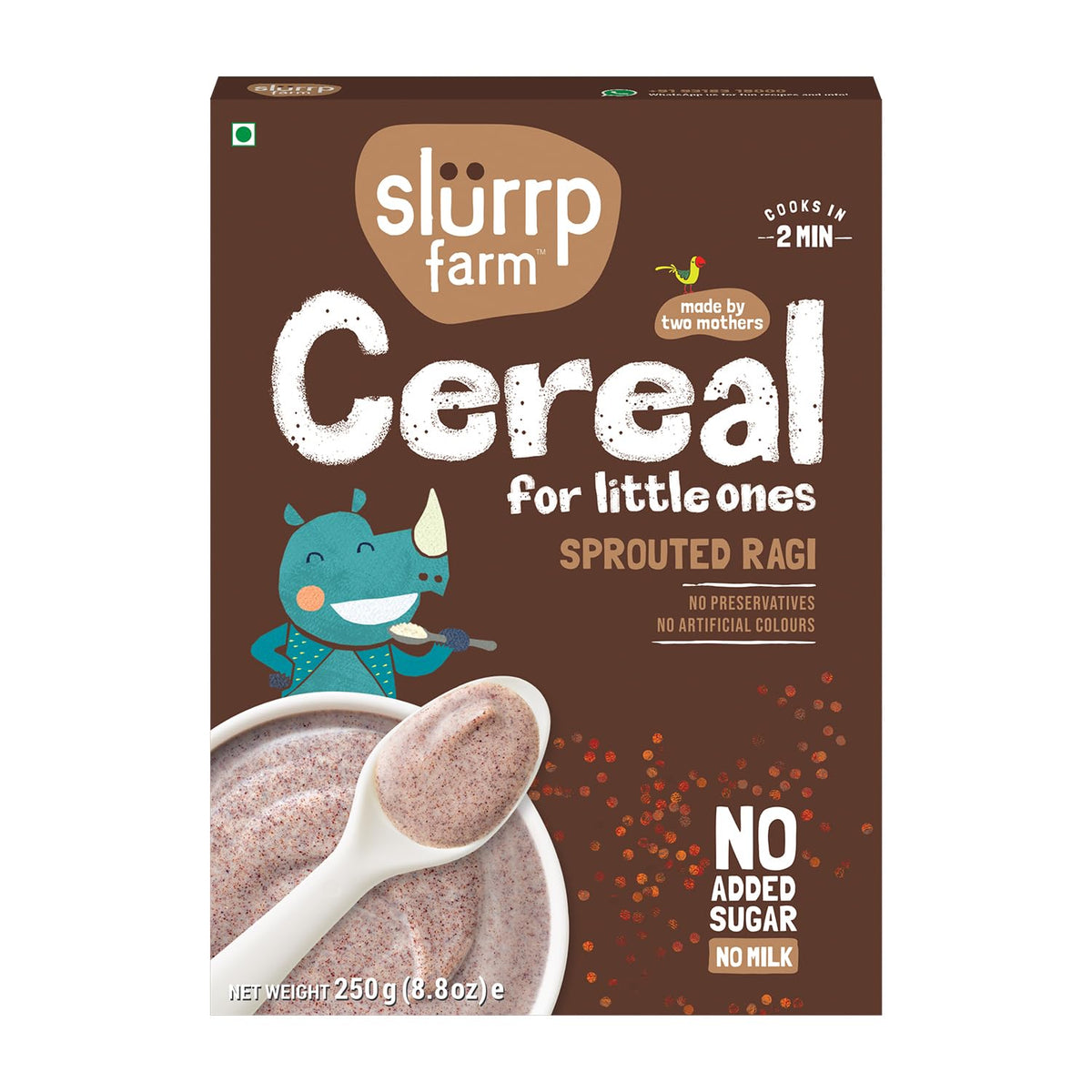 SLURRP FARM No Added Sugar,No Salt,Sprouted Ragi Powder,250 Gram