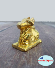 SHINDE EXPORTS Small Brass Nandi Idol Statue vastu Bull murti for Pooja at mandir Home (Brass Nandi 3cm)