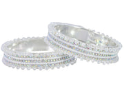 NMII Stylish Pearls & Zircon Diamond Stone Metal Bangles For Women and Girls | Fancy Women's Bangles Bracelet | Metallic Bangles kada | Trendy Bangles Fashion Jewellery- Set of 2