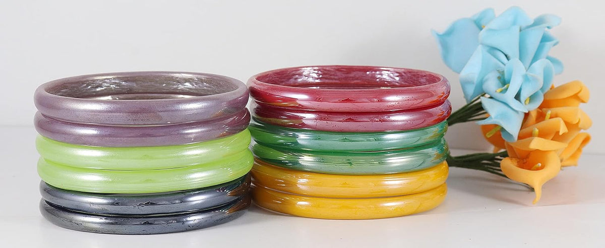 NMIIBeautiful Handmade Glossy Multicolor Glass Bangles for Women & Girls on Different Occasions(B07F9PYVFM)