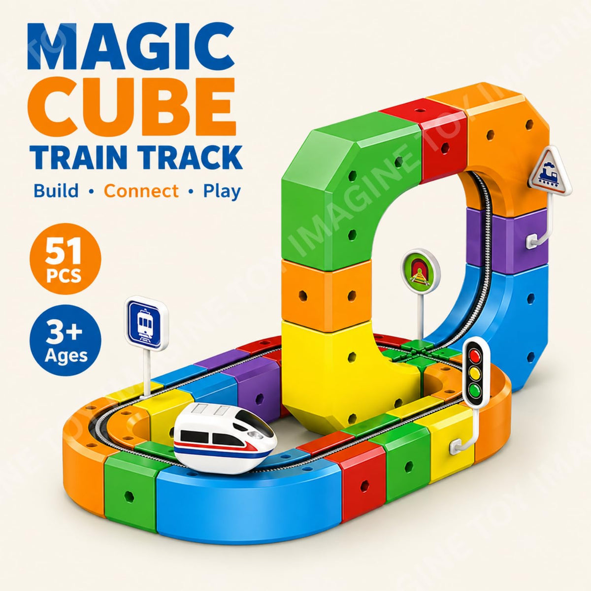 Toy Imagine Electric Train Track Set for Kids (51 Pcs)