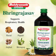 Baidyanath Asli Ayurved Bhringrajasava 450 ml - Ayurvedic Formula for Healthy Hair Growth, Liver Wellness, Cough Relief & Digestive Health | The Ultimate Herbal Solution for Respiratory Health, Blood Purification | Helps in Hairfall & Premature Greying