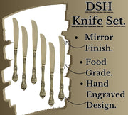DSH Brass Handcrafted Butter Knife Multifunctional Butter Knife for Cold Butter Grater Cheese Spreader Slicer for Home Kitchen Breakfast and Dinner.(BR-KNIFEking-6P)