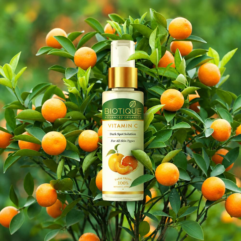 Biotique Vitamin C Dark Spot Solution Serum | Helps Reduce Dark Spots, Pigmentation & Uneven Skin Tone | Lightweight, Fast-Absorbing Serum | Suitable for All Skin Types | 30ml