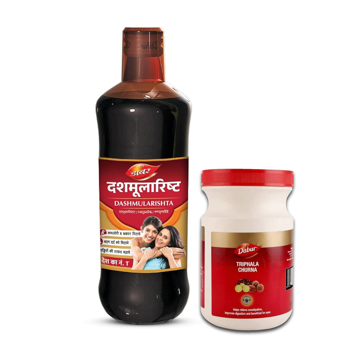 Dabur Dashmularishta 450ml & Triphala Churna 120g | Enhances Strength & Endurance | Eases Constipation, Acidity & Gas