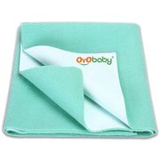 OYO BABY 100% Waterproof Reusable Baby Dry Sheet Medium 100×70 cm | Breathable Fabric Bed Liner | Absorbs Moisture Quickly | Chemical-Free and Odourless | Perfect for Travel & Everyday Use - Sea Green