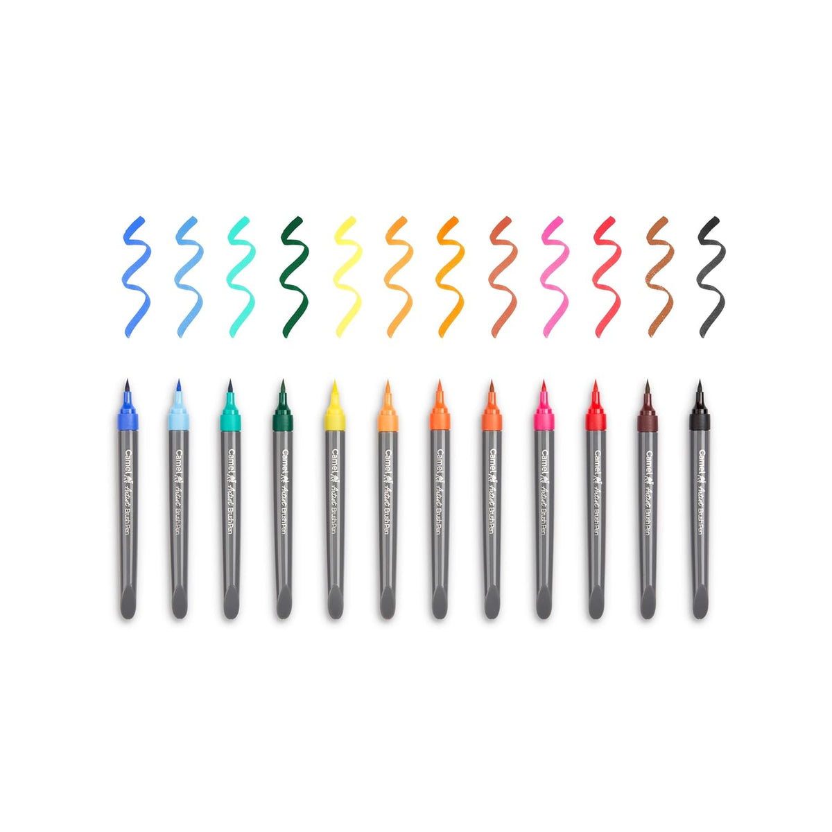 Camel Artist Fine Brush Pen Set - 12 Shades, Assorted