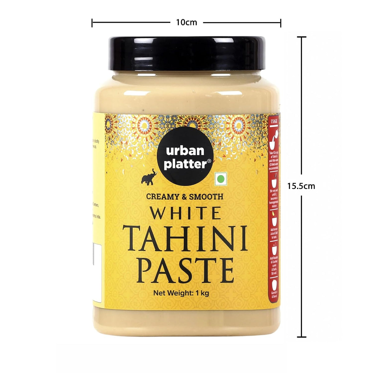 Urban Platter Tahini Paste, 1kg (Smooth & Creamy White Sesame Paste, No Additives, Ideal for Hummus, Shawarma Sauce, Baba Ghanoush & Salad Dressings)