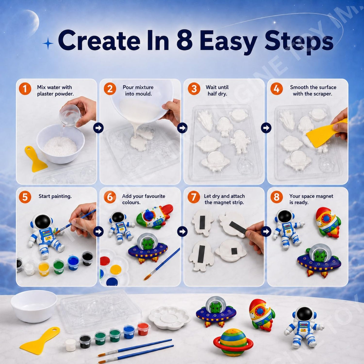 Toy Imagine DIY Space Mould & Paint Craft Kit for Kids Age 6-12 Years